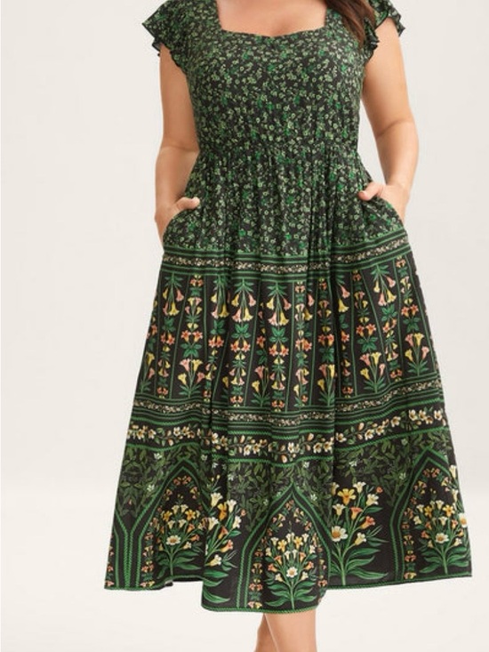Bloom Chic Dresses & Skirts - Rayon Garden Fresh Ruffled Sleeve Midi Dress